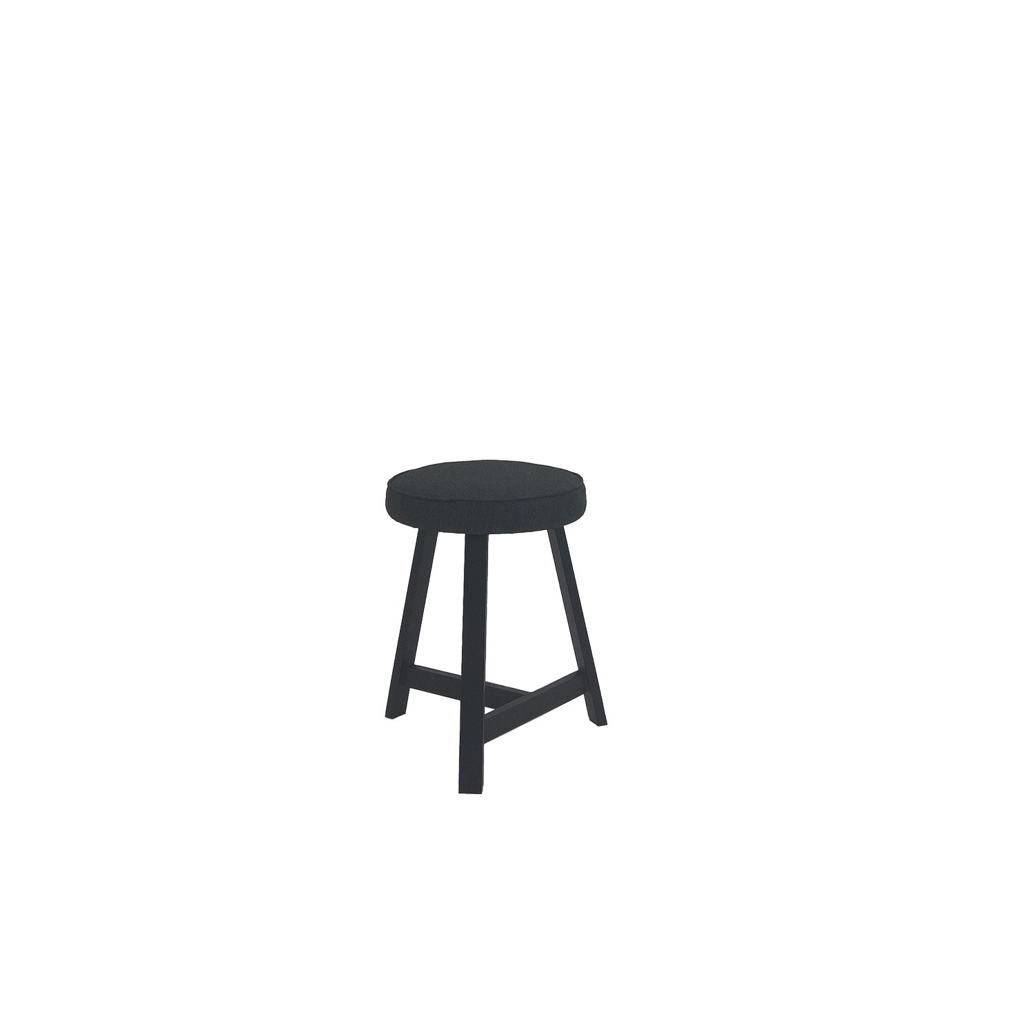 Oto Alu Dining Stool - Upholstered Seat - Black / Flinders Phantom