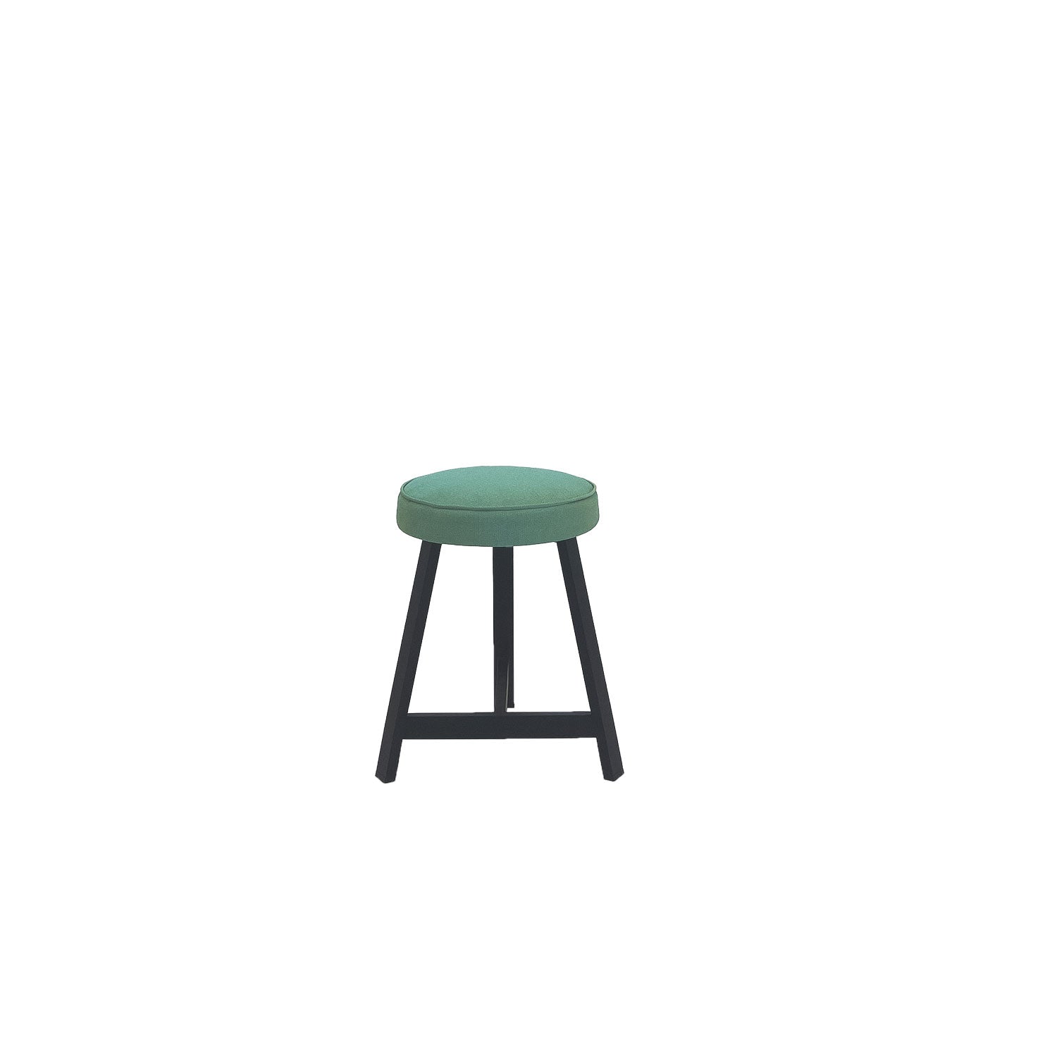 Oto Alu Dining Stool - Upholstered Seat - Black / Haari 220