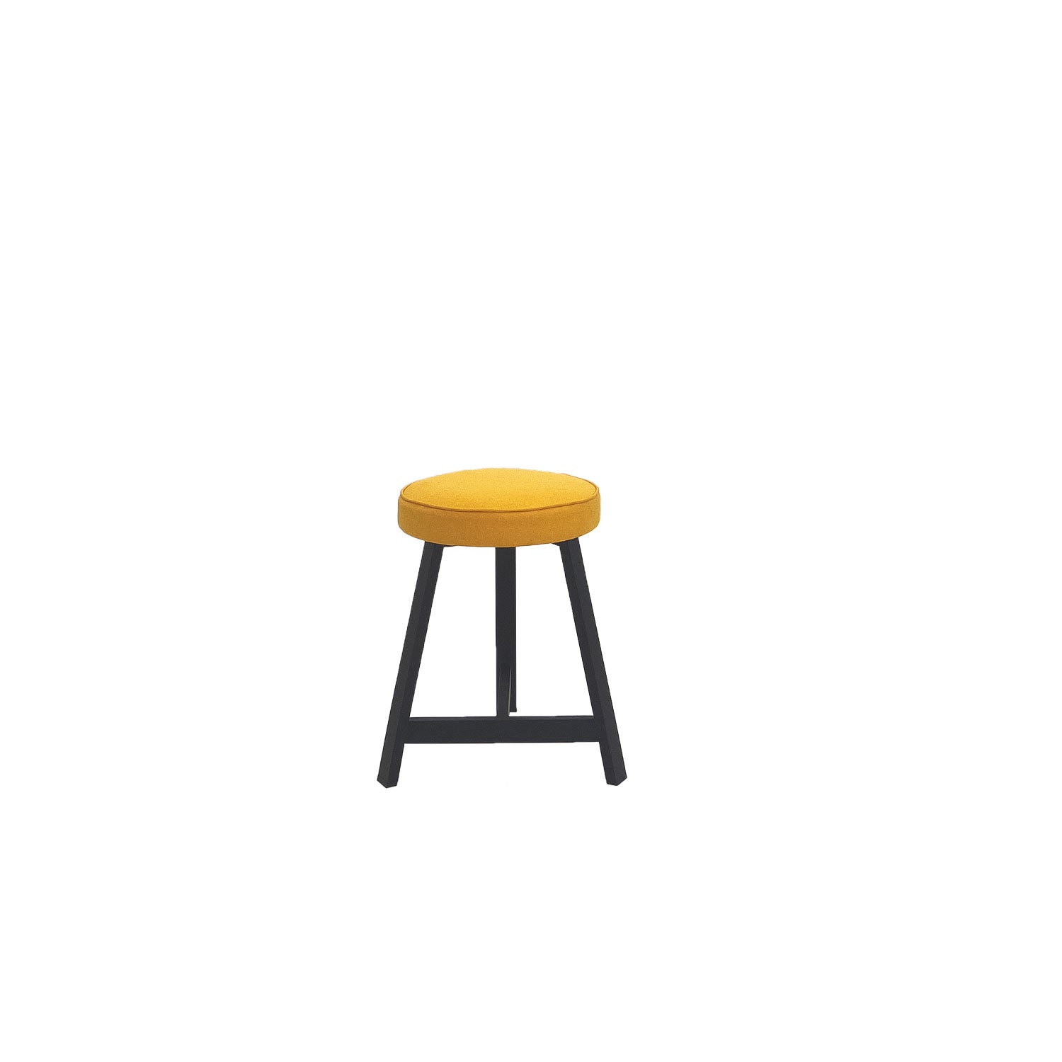 Oto Alu Dining Stool - Upholstered Seat - Black / Leon 060
