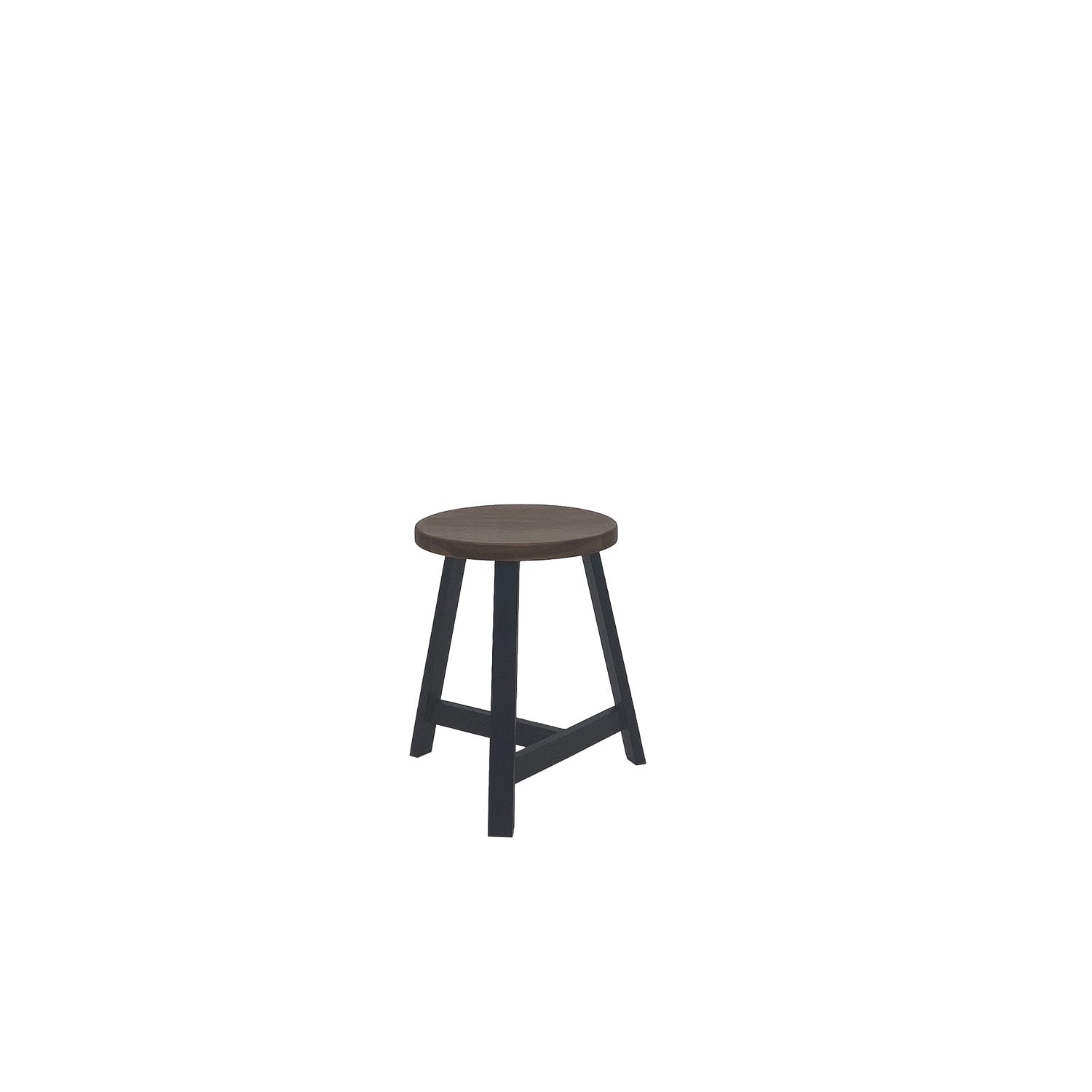 Oto Alu Dining Stool - Timber Seat - Black / Teak Amber