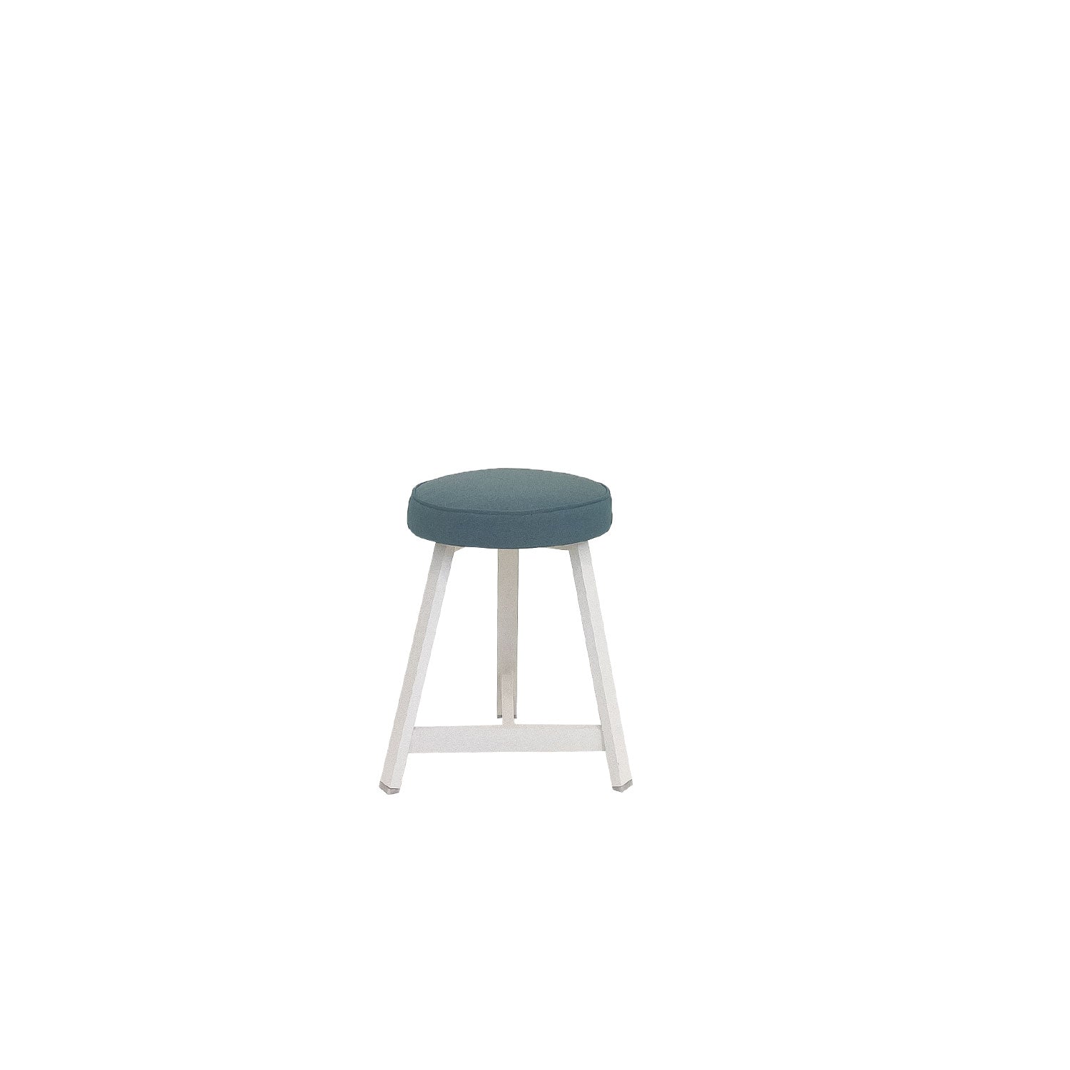 Oto Alu Dining Stool - Upholstered Seat - White / Blaze 121
