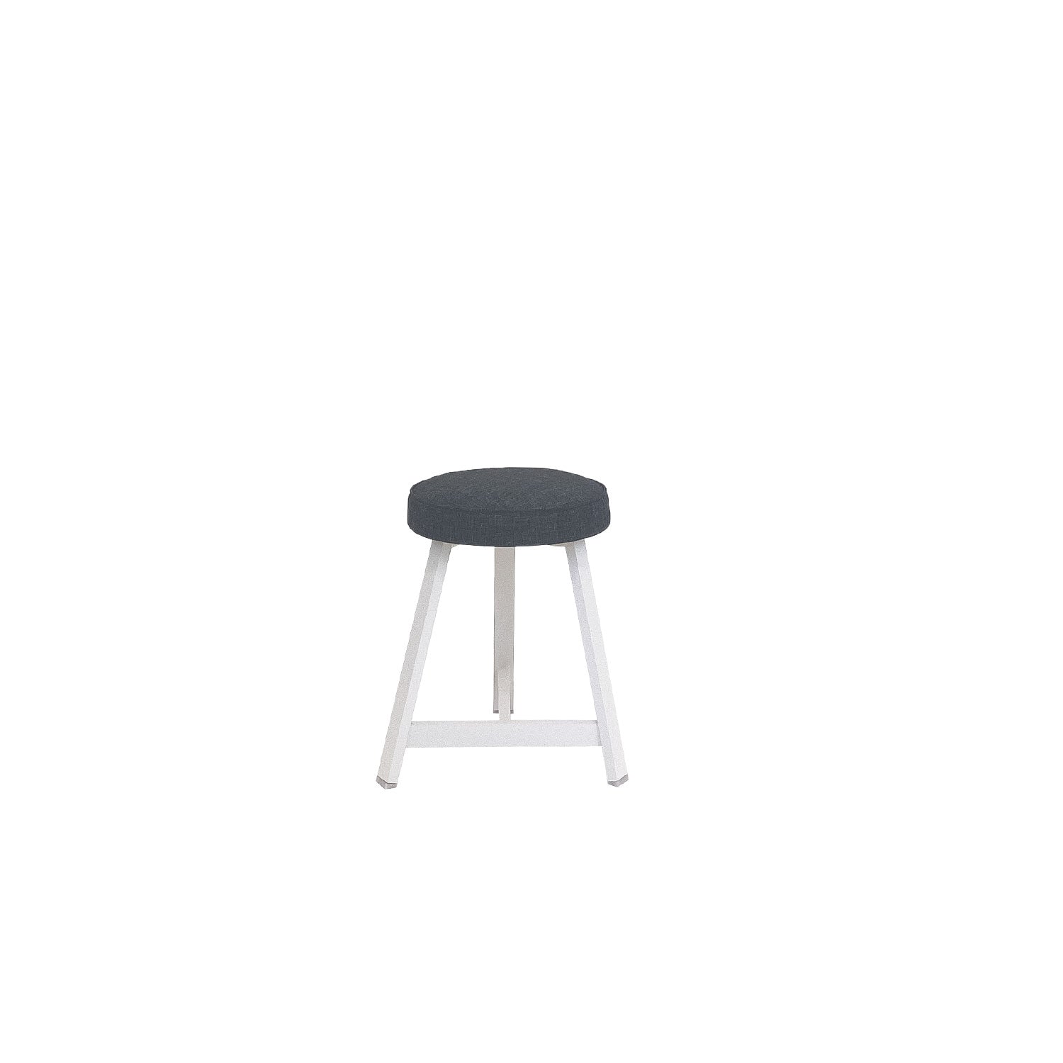 Oto Alu Dining Stool - Upholstered Seat - White / Karl Dark Grey