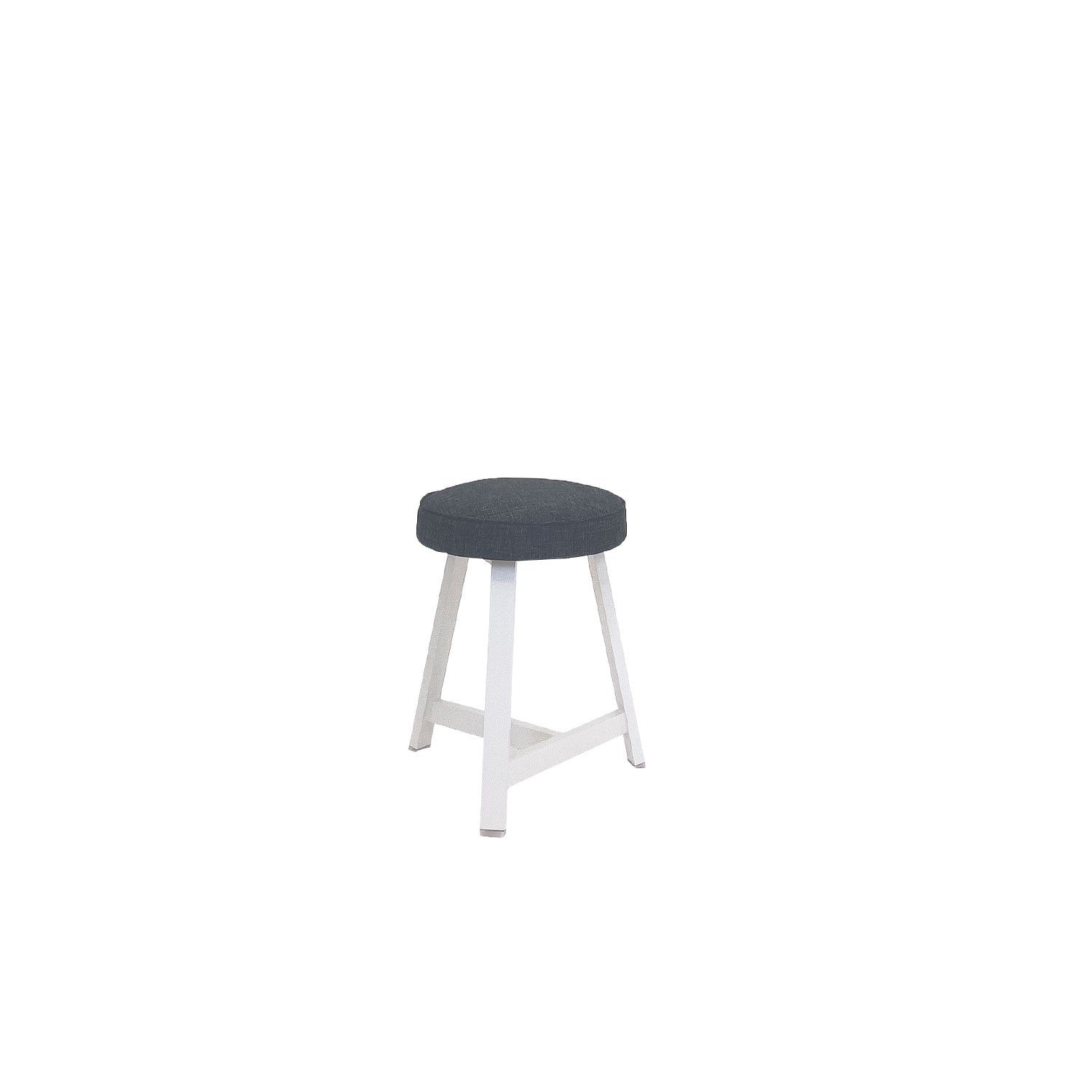 Oto Alu Dining Stool - Upholstered Seat - White / Karl Dark Grey