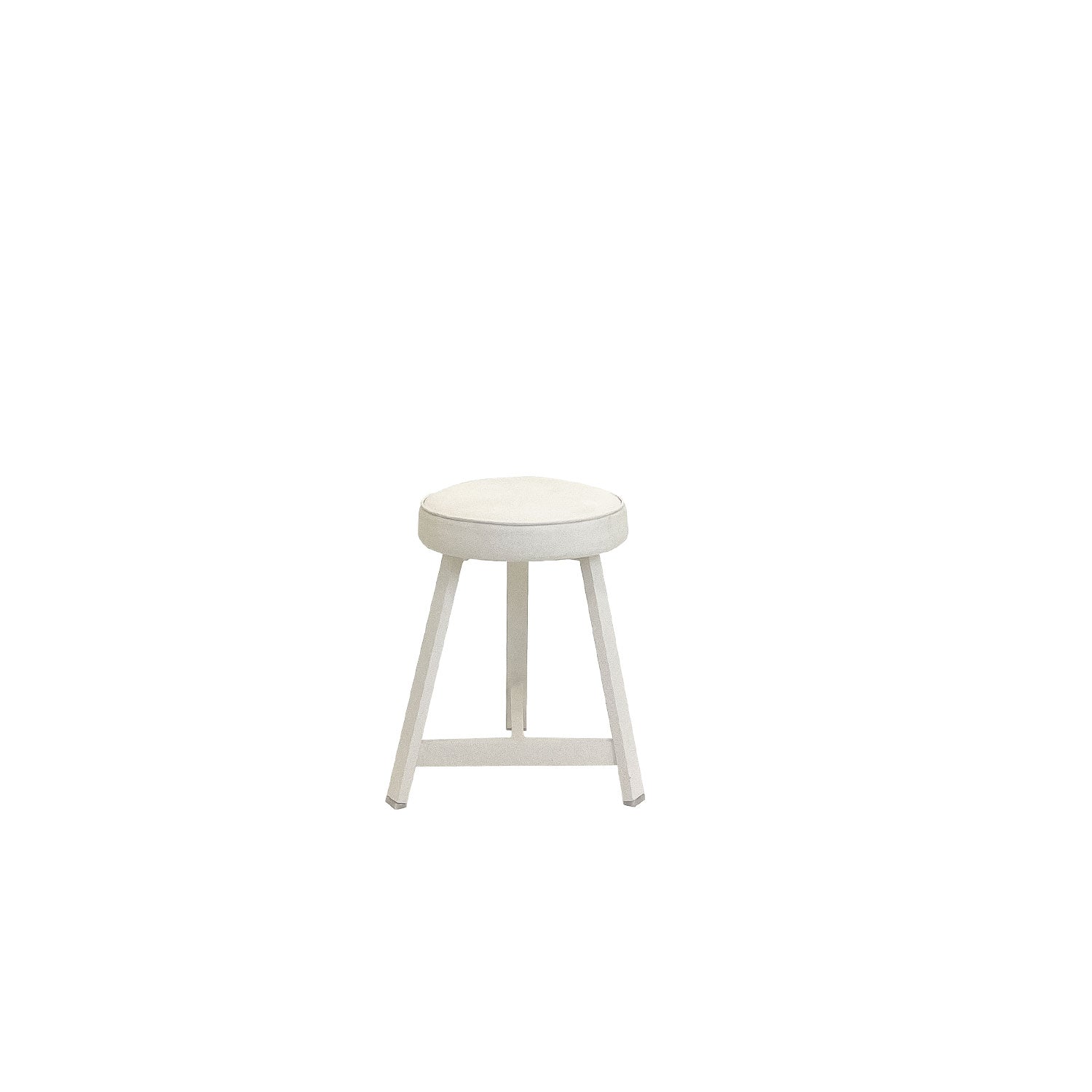 Oto Alu Dining Stool - Upholstered Seat - White / Faux Leather White