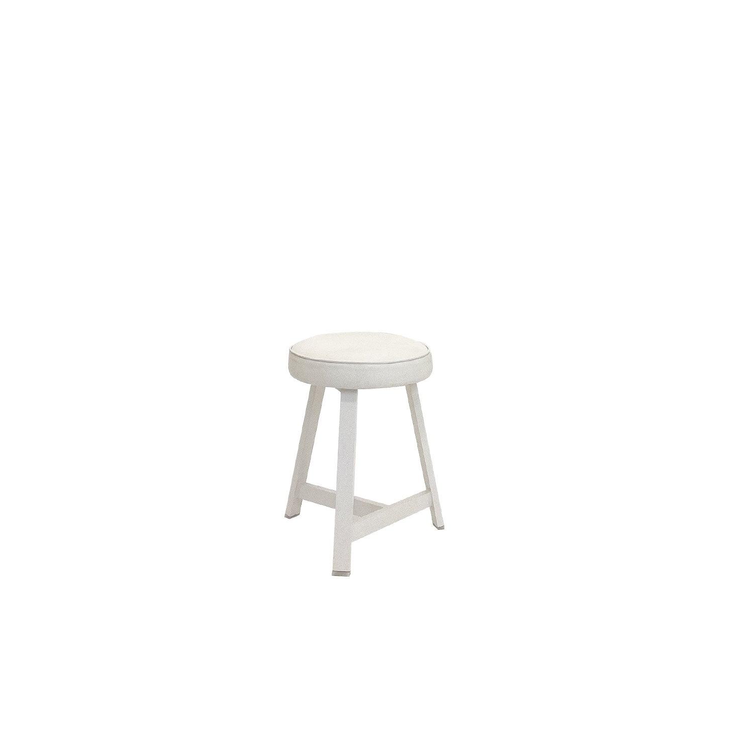Oto Alu Dining Stool - Upholstered Seat - White / Faux Leather White