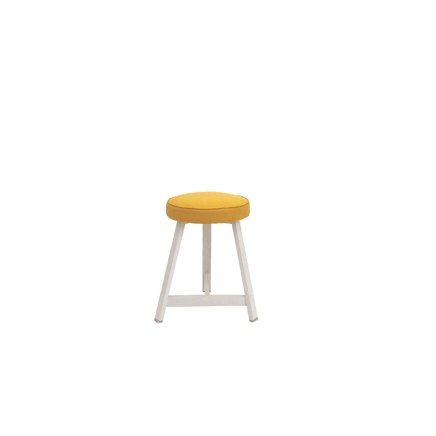 Oto Alu Dining Stool - Upholstered Seat - White / Leon 060