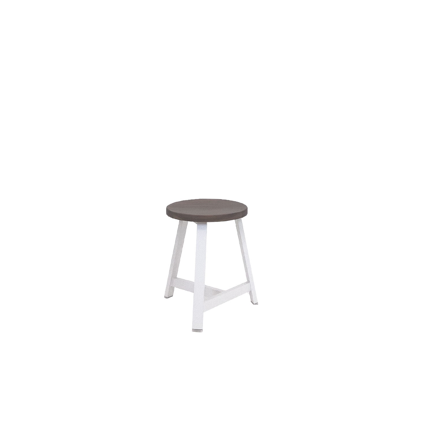 Oto Alu Dining Stool - Timber Seat - White / Teak Amber