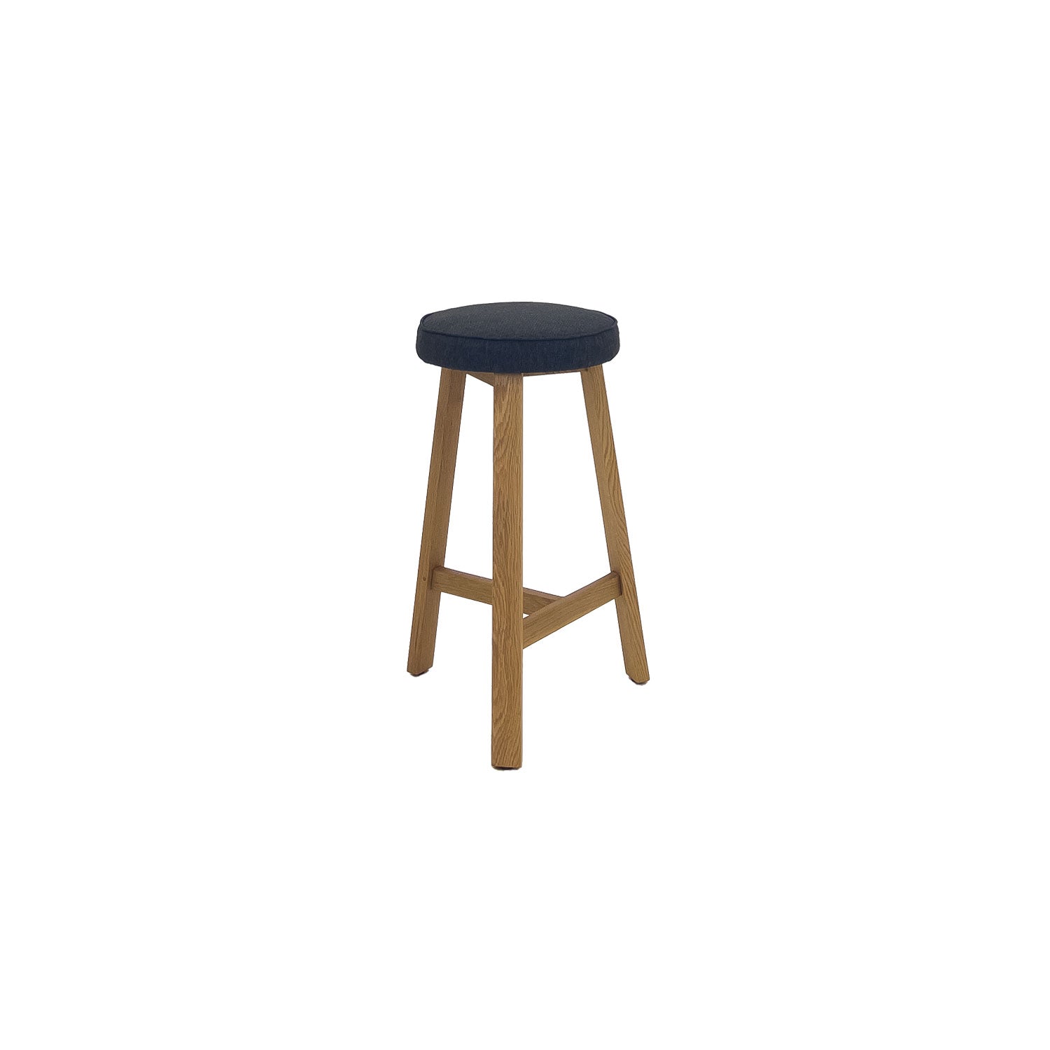 Oto Bar Stool Oak - Upholstered Seat - Flinders Phantom