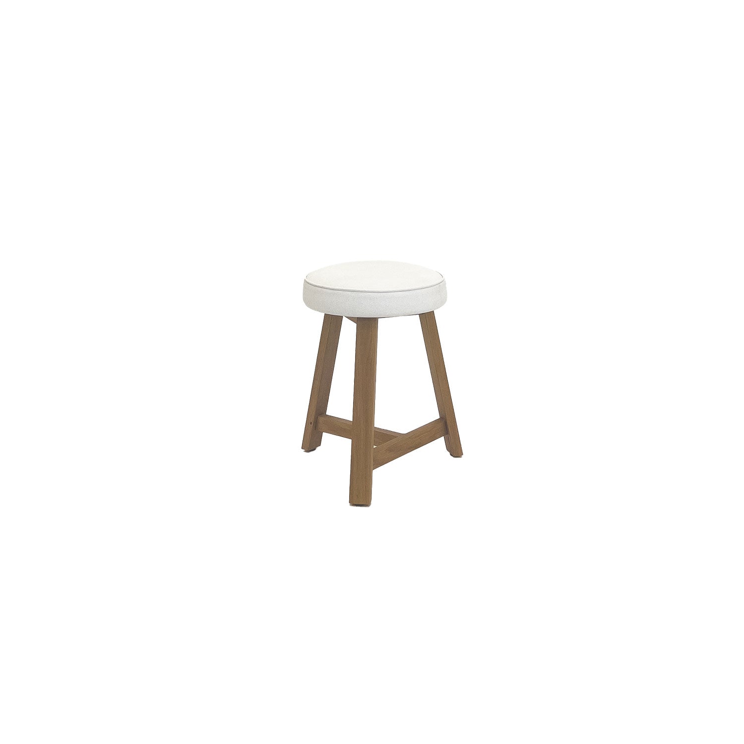 Oto Dining Stool Oak - Upholstered Seat - Faux Leather White