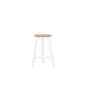 Oto Alu Bar Stool White - Timber Seat - Oak