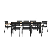 Piav Alu Table and Salma Chair Dining Set - Black - Piav Alu 210x100 + 8 Salma Alu Arm Black