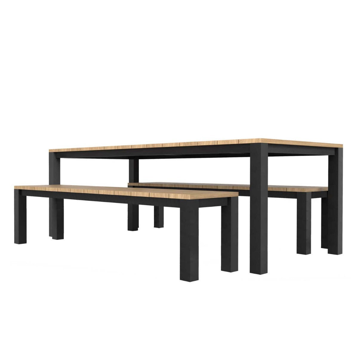 Piav Alu Table and Bench Dining Set - Black