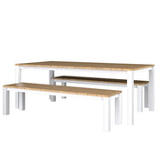 Piav Alu Table and Bench Dining Set - White
