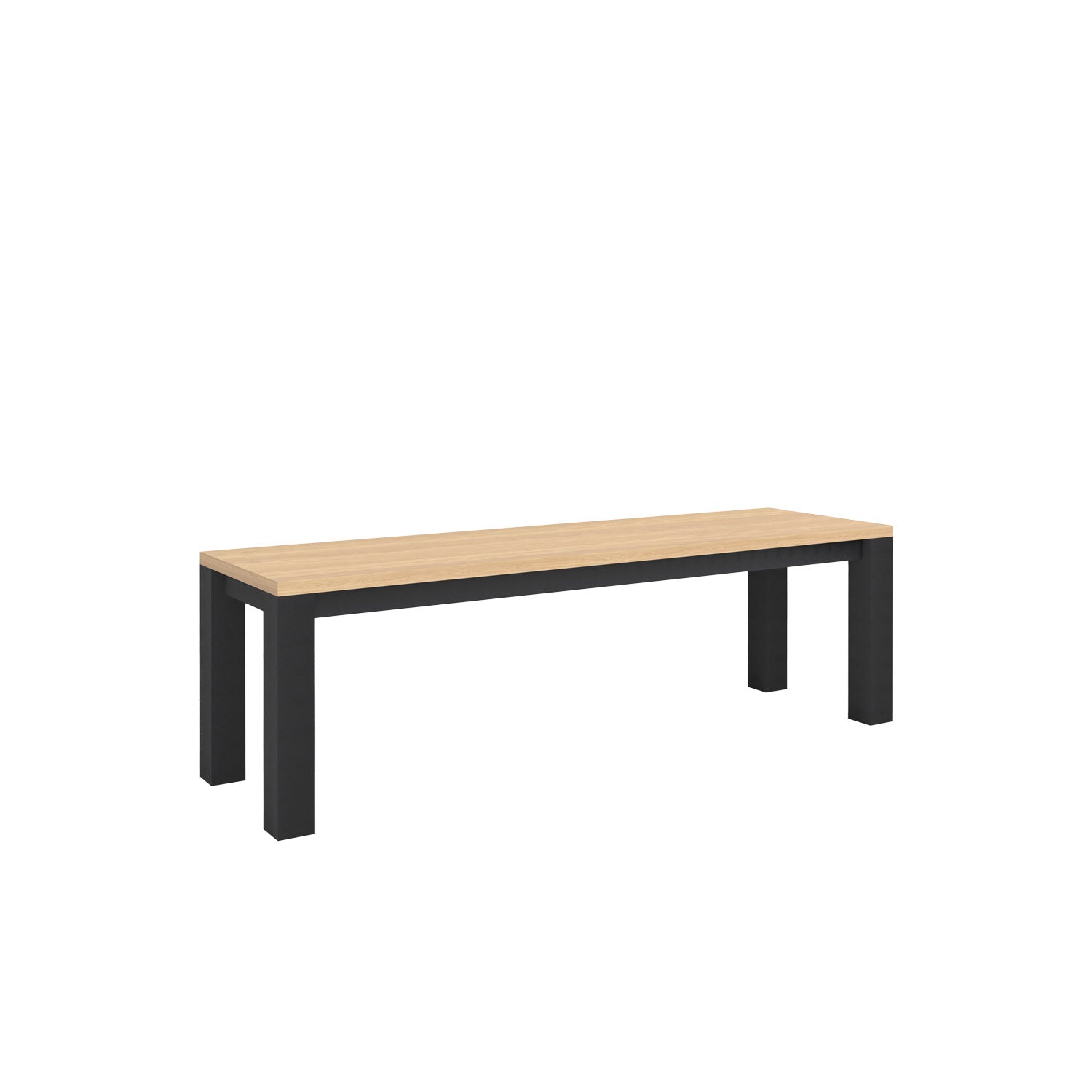 Piav Alu Indoor Backless Bench Black - L150 - 3 Seater / Oak