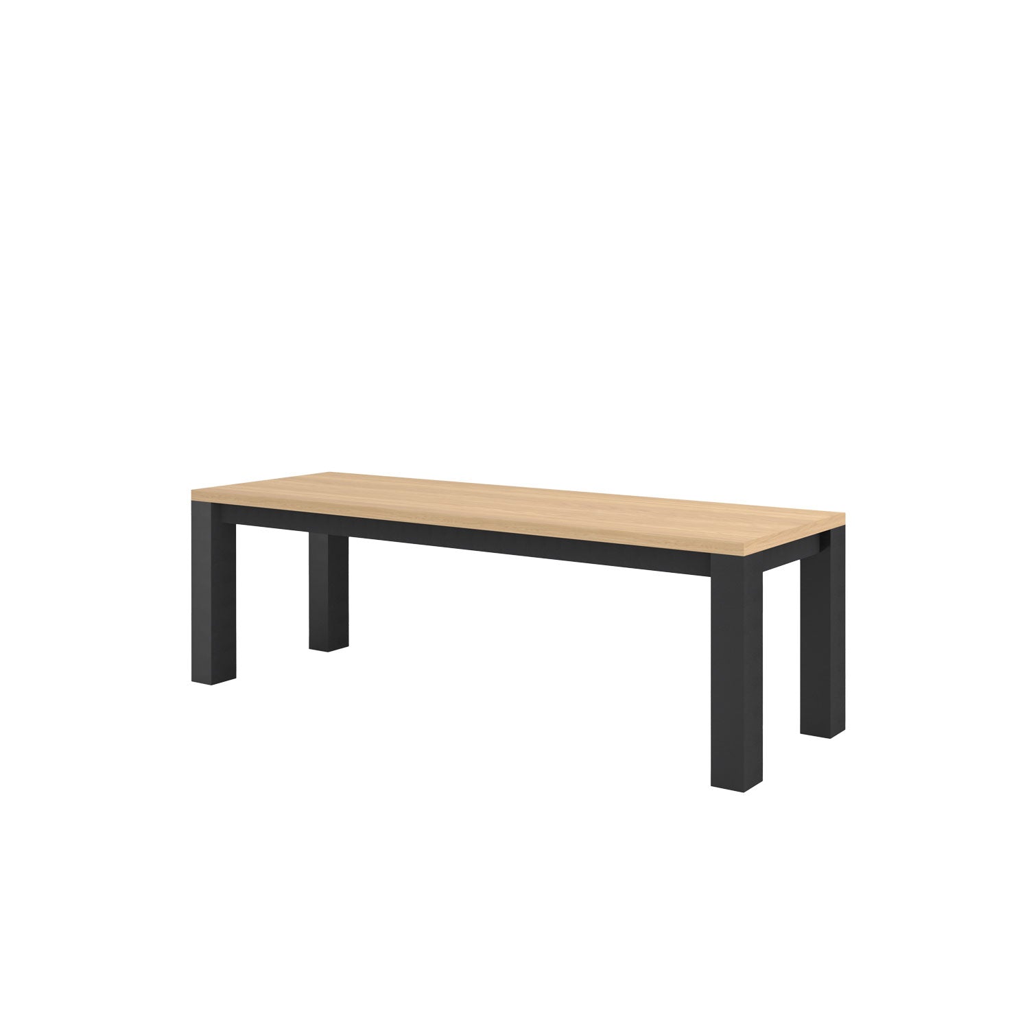 Piav Alu Indoor Backless Bench Black - L150 - 3 Seater / Oak
