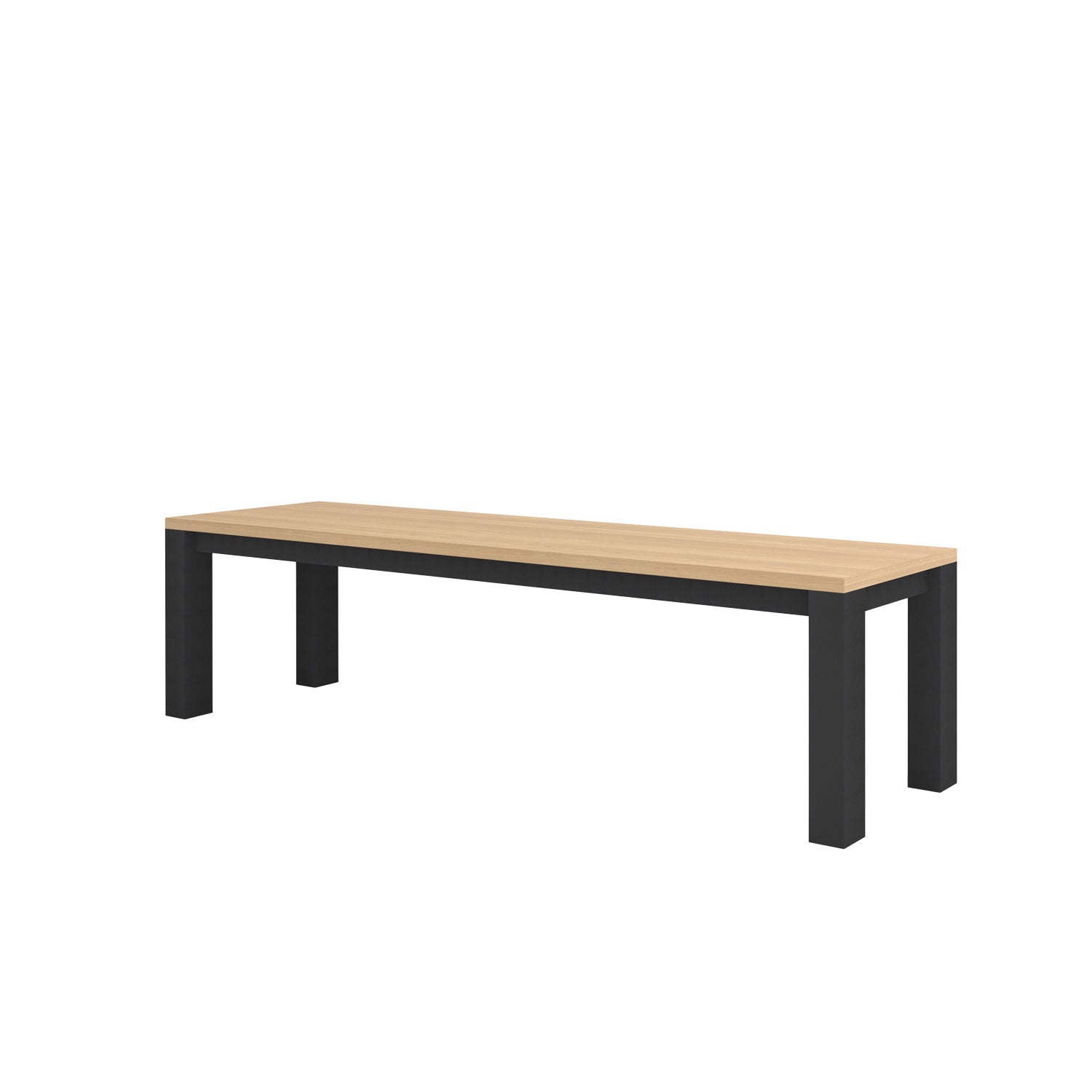 Piav Alu Indoor Backless Bench Black - L180 - 3 Seater / Oak