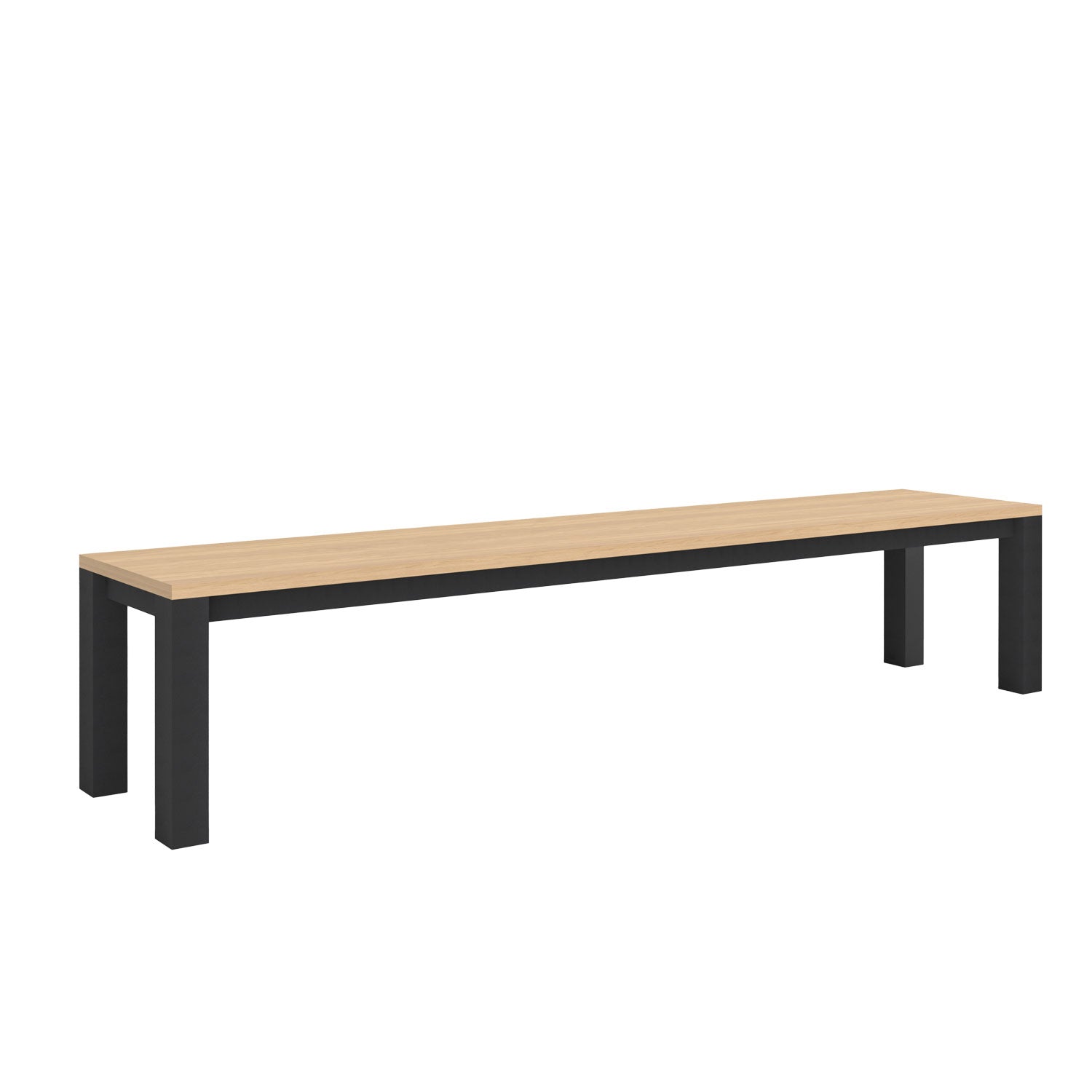 Piav Alu Indoor Backless Bench Black - L230 - 4 Seater / Oak