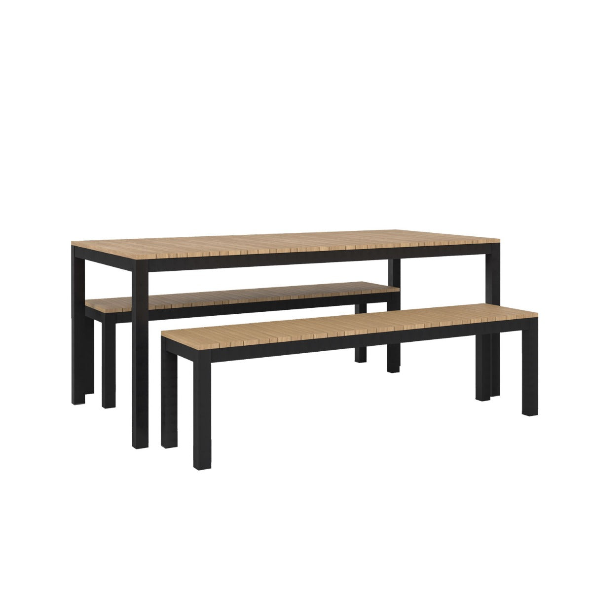 Tandem Alu Table and Bench Dining Set - Black