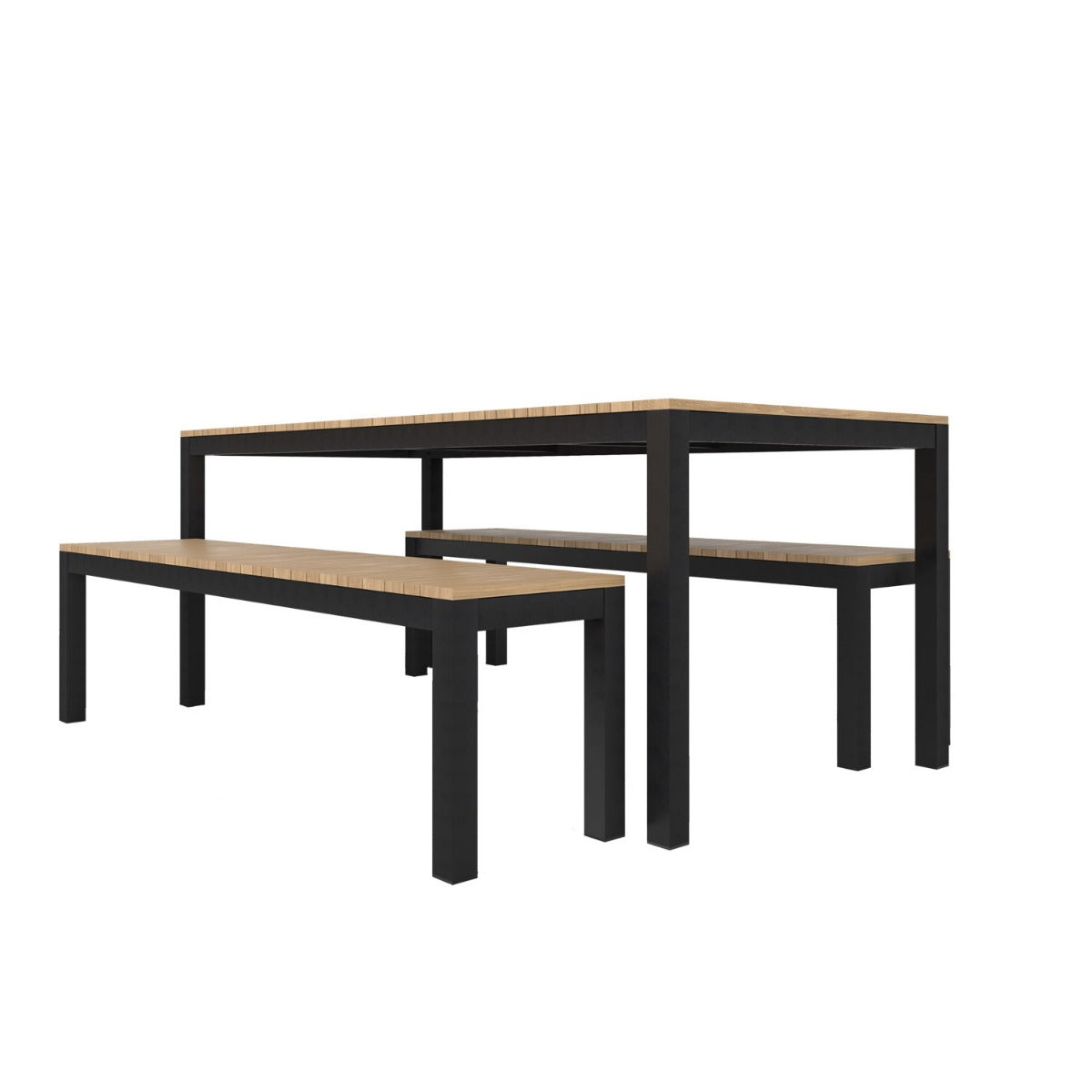 Tandem Alu Table and Bench Dining Set - Black