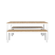 Tandem Alu Table and Bench Dining Set - White