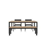 Tandem Alu Table, Bench and Salma Chair Dining Set - Black - Tandem 180x90 + Backless Bench + 2 Salma Sail Alu