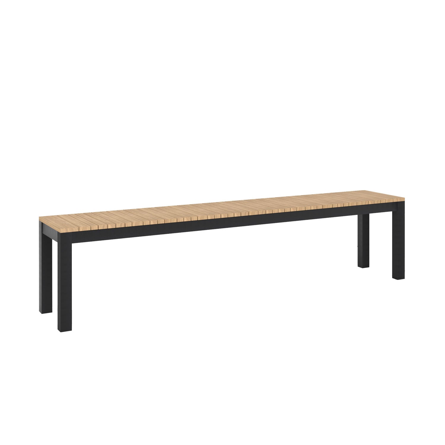 Tandem Alu Backless Bench Black Sand - L190 - 4 Seater