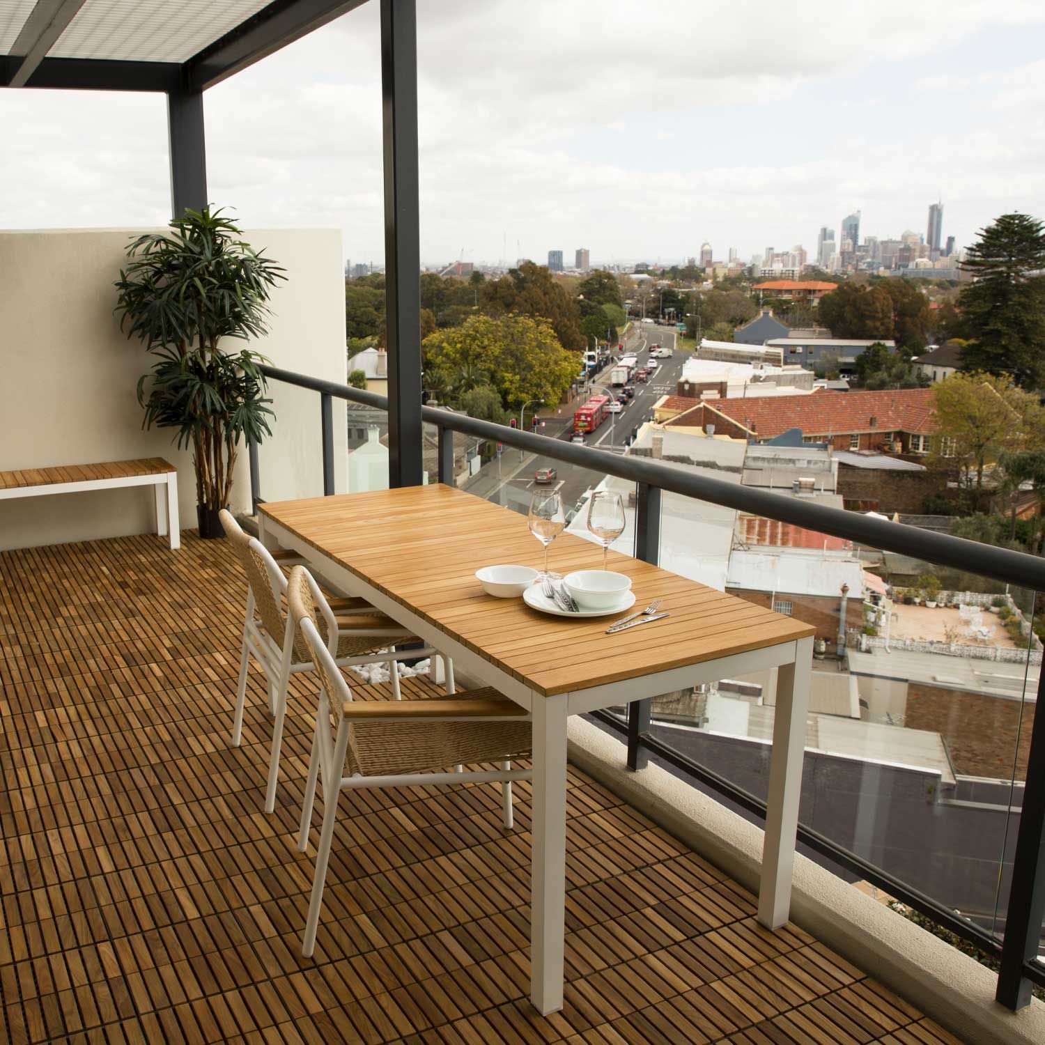 Tandem Alu Outdoor Table White - Narrow Width