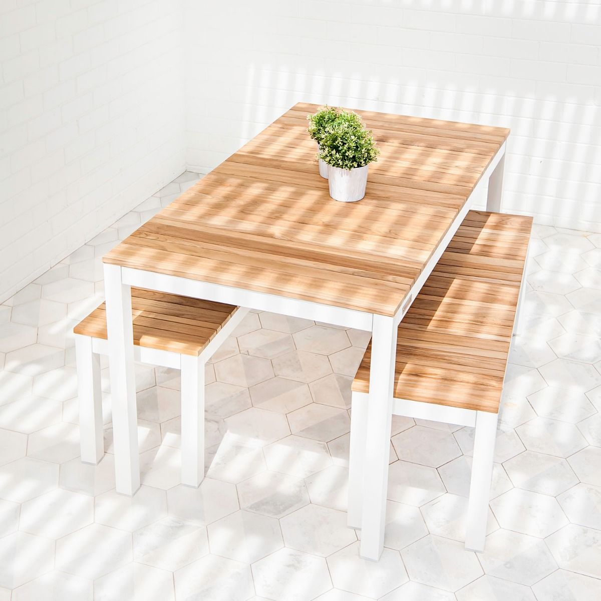 Tandem Alu Rectangular Outdoor Table White