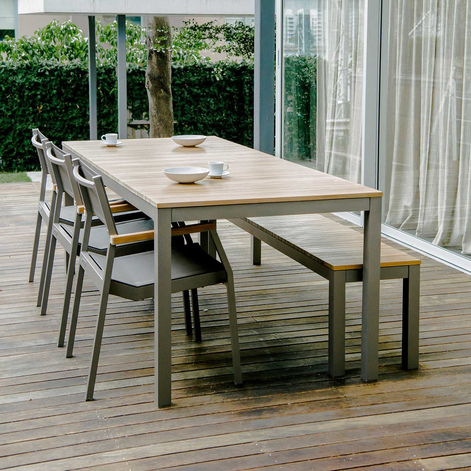 Tandem Alu Backless Bench Taupe Sand