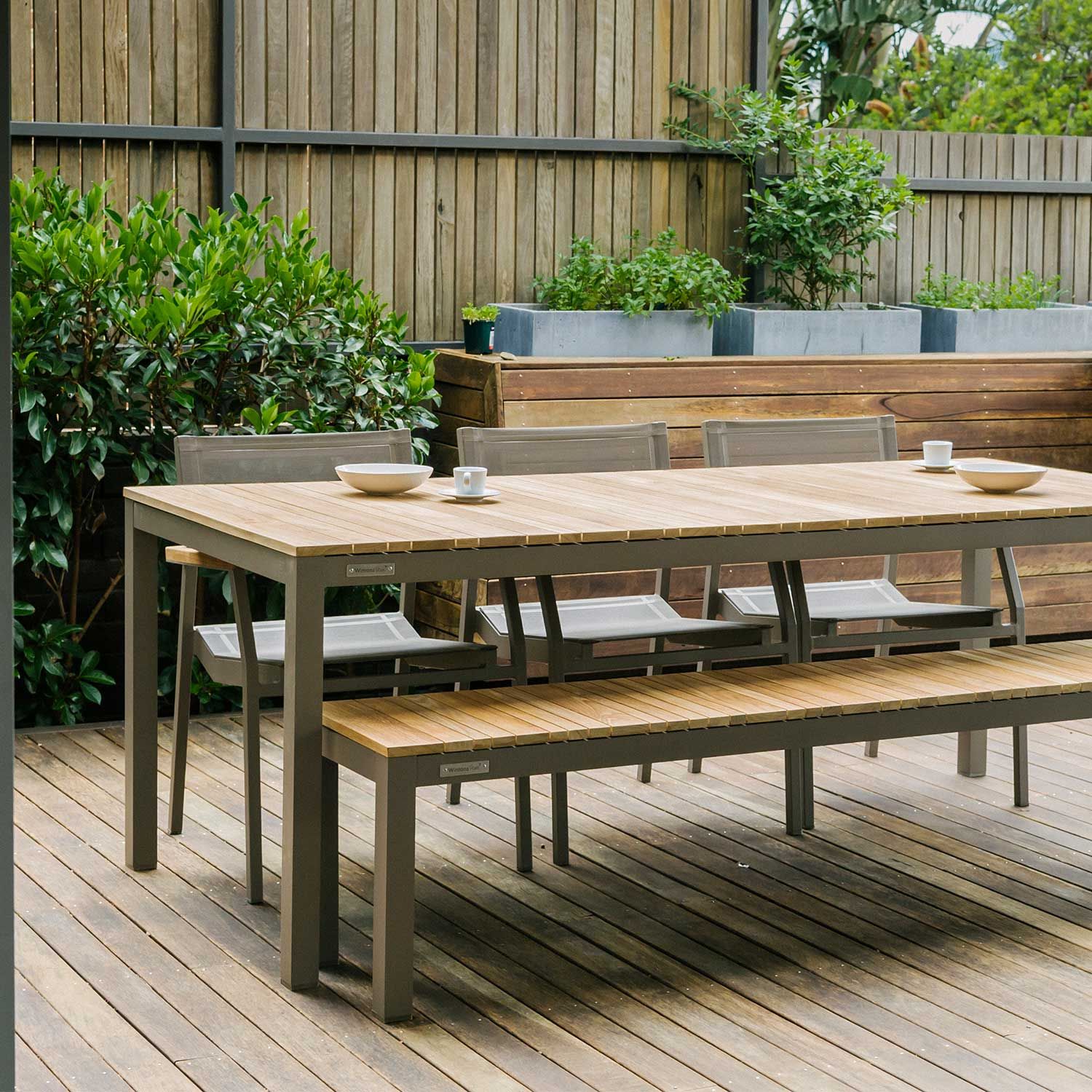 Tandem Alu Backless Bench Taupe Sand